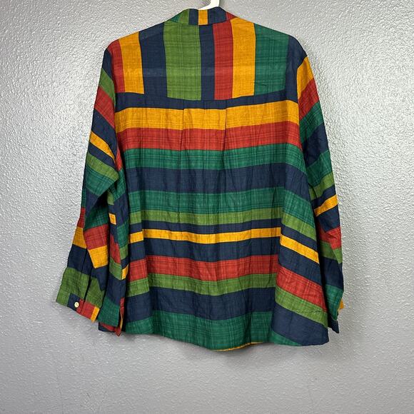 Buykud Button up Shirt Size Large Vintage Striped Long Sleeve Fall - Picture 3 of 7